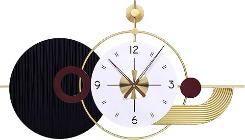 Reloj de pared retro de lujo de 37.8 x 21 pulgadas, funciona con pilas, moderno diseño geométrico grande para sala de estar, dormitorio, decoración