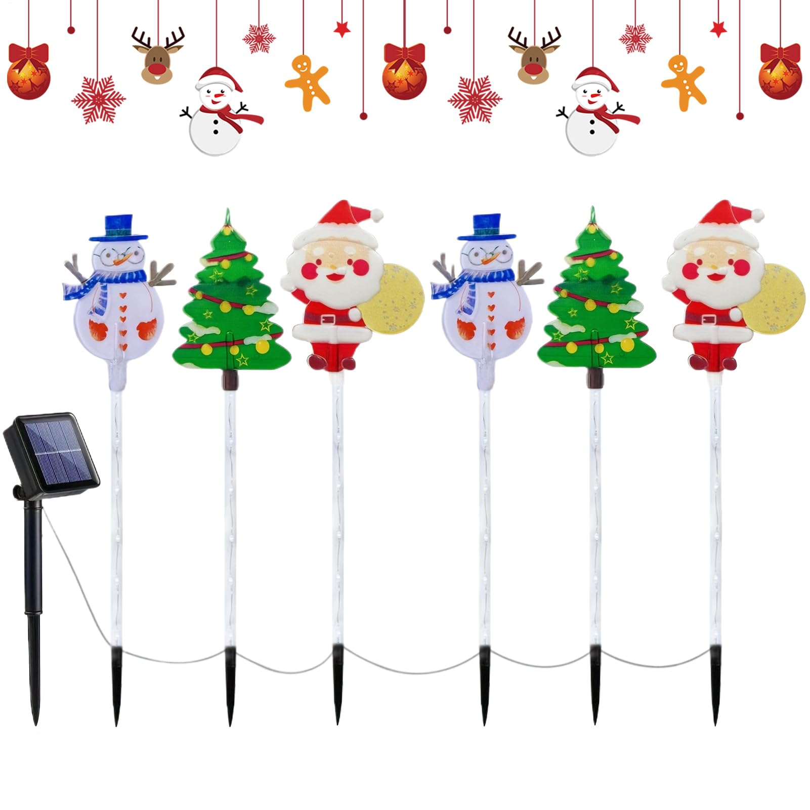 Luces solares de exterior para iluminar caminos oscuros y decorar el jardín en navidad