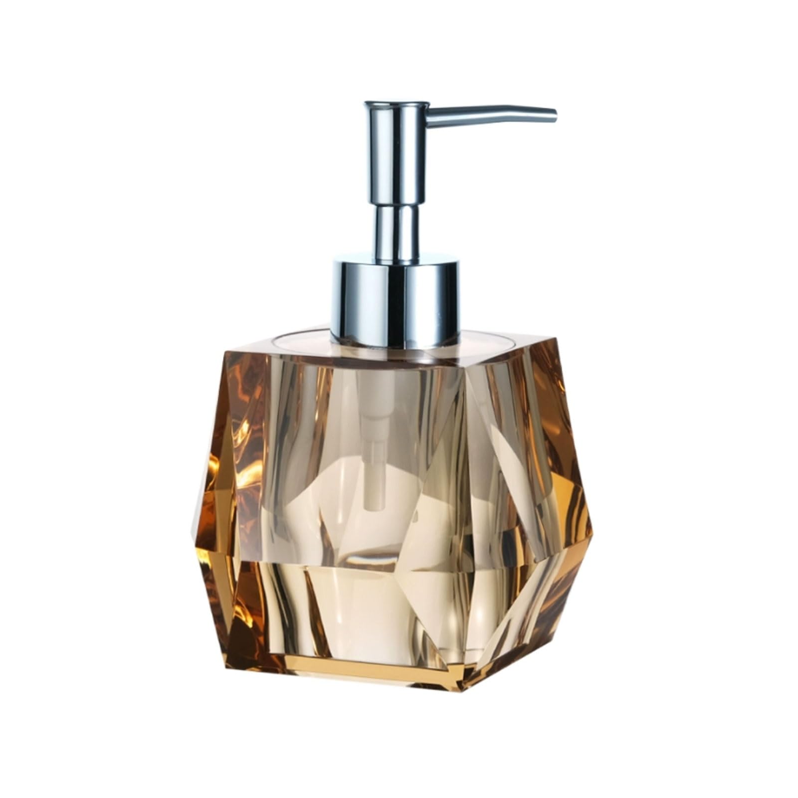 Yuihatf Brown 6.7Oz Resin Soap Dispenser Crystal-Clear Electroplated Pump, Countertop For Bathroom Kitchen(Brown)