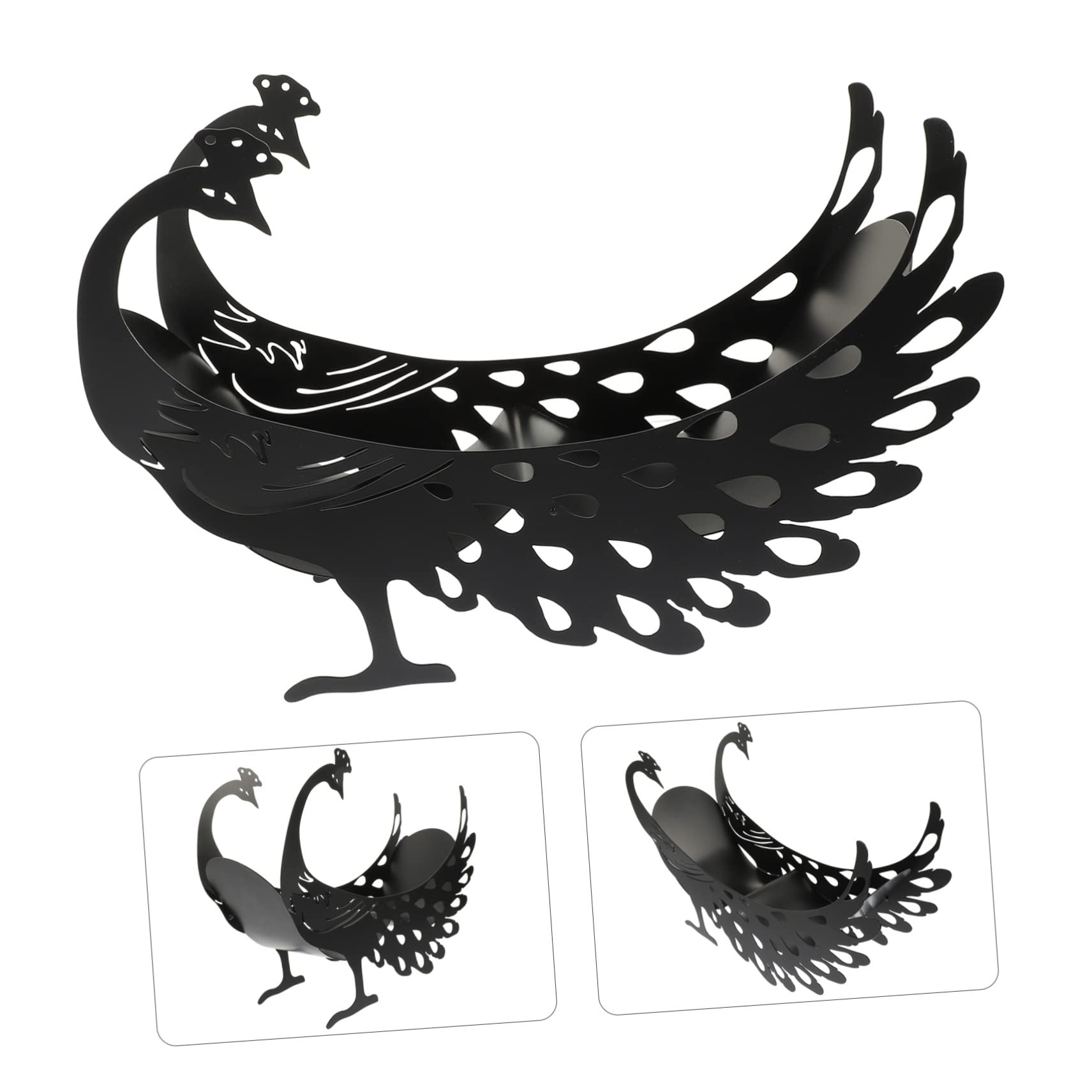 Portarrollos de Papel Higiénico Forma de Pavo Real de Hierro Negro | Almacenamiento Estable, Diseño Creativo para Sala y Cocina, Decoración de Escritorio