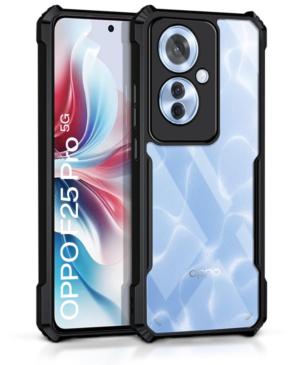 WOW IMAGINE Shock Proof Clear Back Case Mobile Cover for Oppo F25 Pro 5G (Hard | Hybrid PC + TPU | Full Armour Device & Camera Protection | Black) (B0CX8KXYTZ) Amazon Price History, Amazon Price Tracker