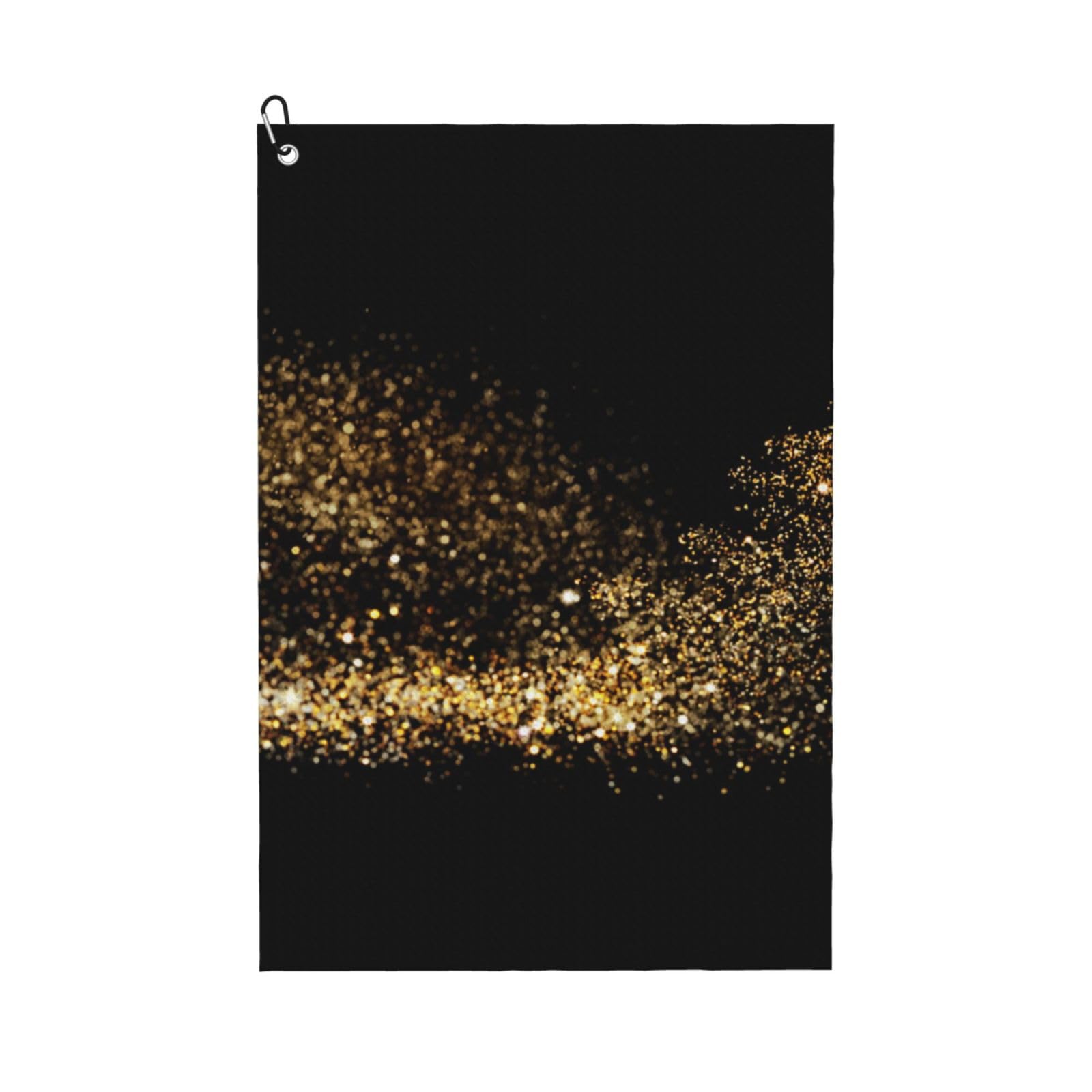 Hnnkloy Gold Black Sand Print, 16x24 in Portable Waffle Golf Towels with Carabiner Clip for Golf Bag