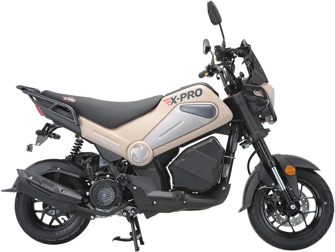 X-PRO Trail 150 Gas Moped for Adults, Full Size Street Legal Gas Powered with 4-Stroke Engine, Automatic CVT Transmission, 12"/10" Aluminum Wheels, High Speed Motorcycle for Commuting