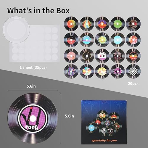 Miniatura 3 de Juego de 20 piezas de decoración de discos de vinilo en blanco, colección de collage de pared 5.6, pósteres de cubierta de álbum de Cd, decoración