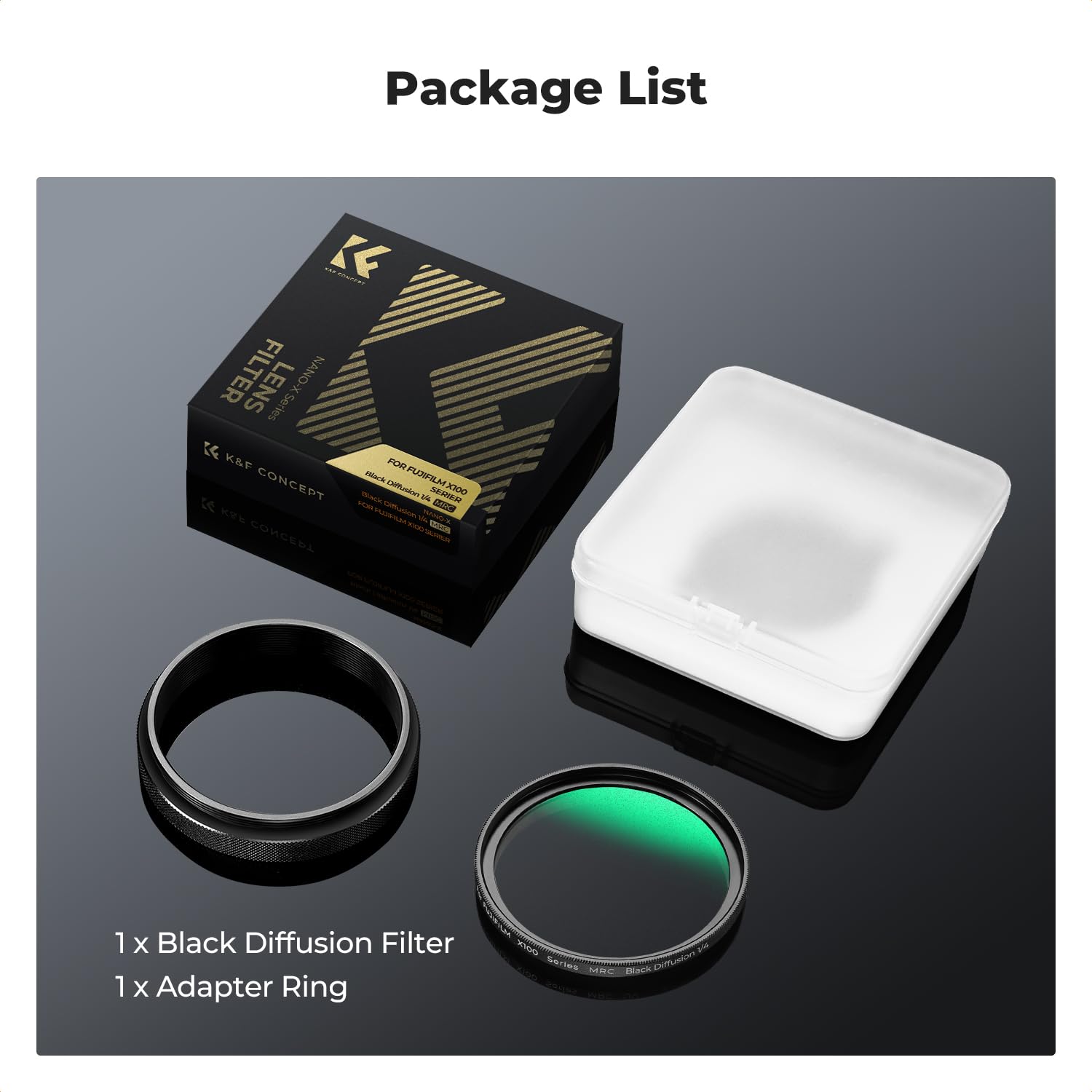 K&F CONCEPT Filtre Black-Mist Diffusion Compatible avec Fujifilm X100/X100F/X100S/X100T/X100V/X100VI-Noir Black