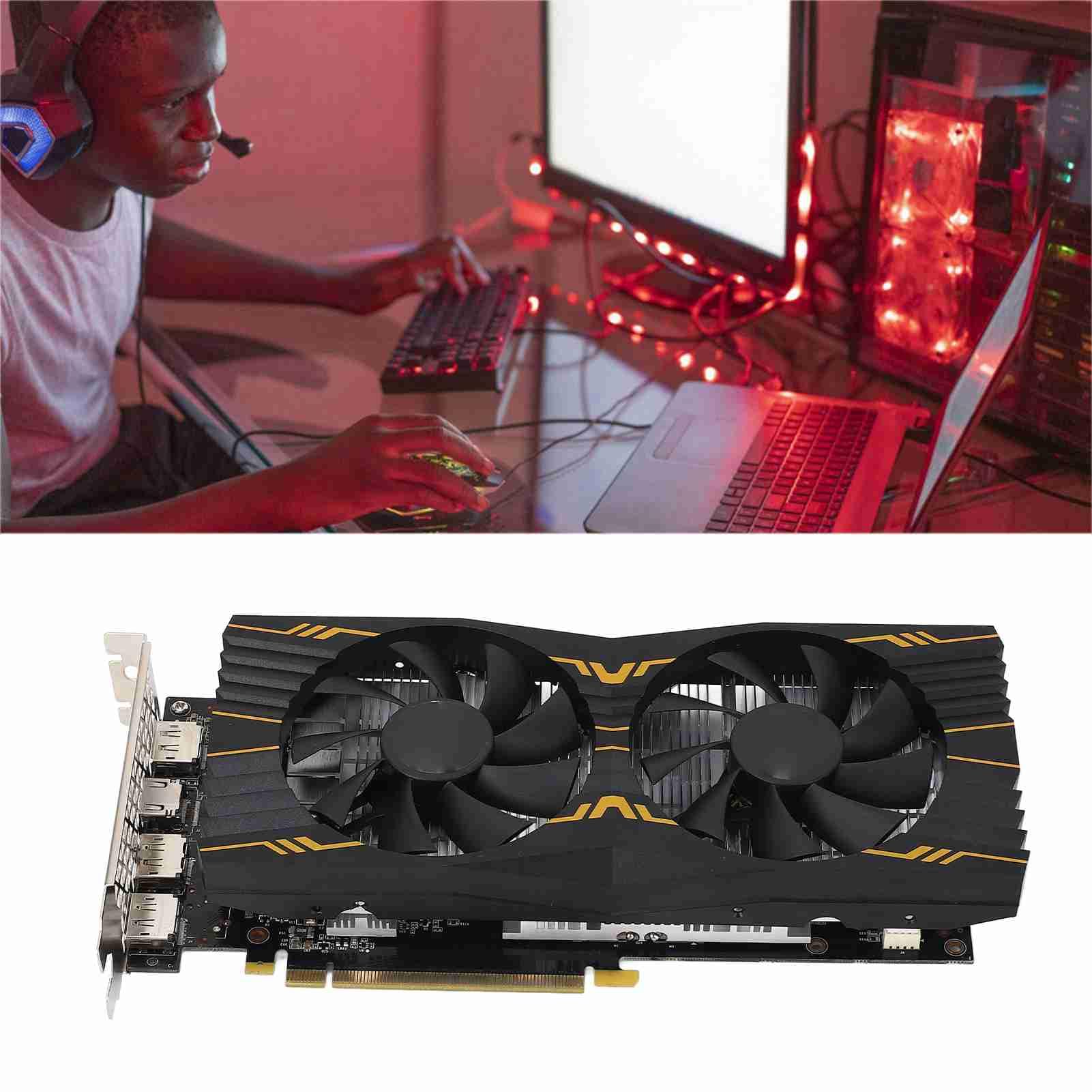 Yctze 6 GB 5 Scheda Aphics da Gioco Porta 192 Bit 3 Interfaccia Multimediale HD GPU PC 4K con 2 Ventole di Raffreddamento Schede Aphics per Computer per PC da Gioco
