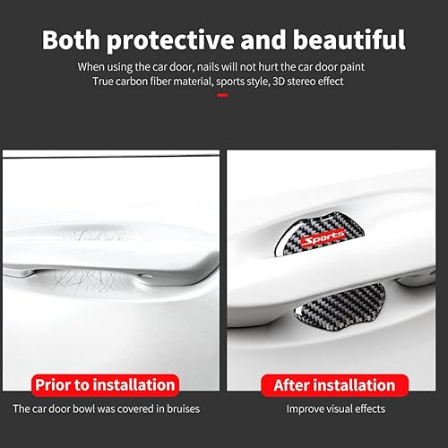 Miniatura 3 de 4 pegatinas protectoras universales de fibra de carbono para manija de puerta de coche, accesorios exteriores para personalizar el automóvil,
