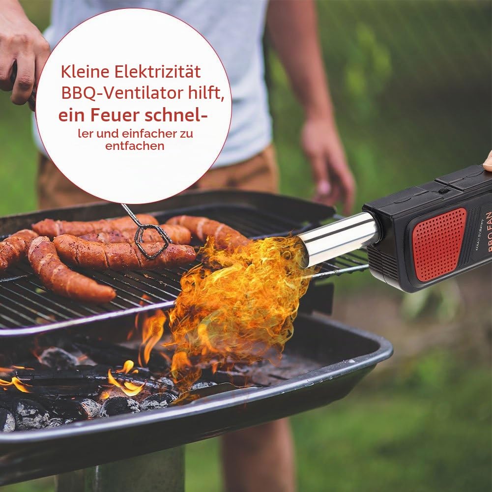 Nikou Grillgeblase Akku Grill Ventilator für Grill Grillanzunder, Electric BBQ Fan-HandgebläSe Langlebiges für Outdoor Camping Picknick Werkzeuge Tragbarer Elektrischer Grillventilator Kochwerkzeug Garten