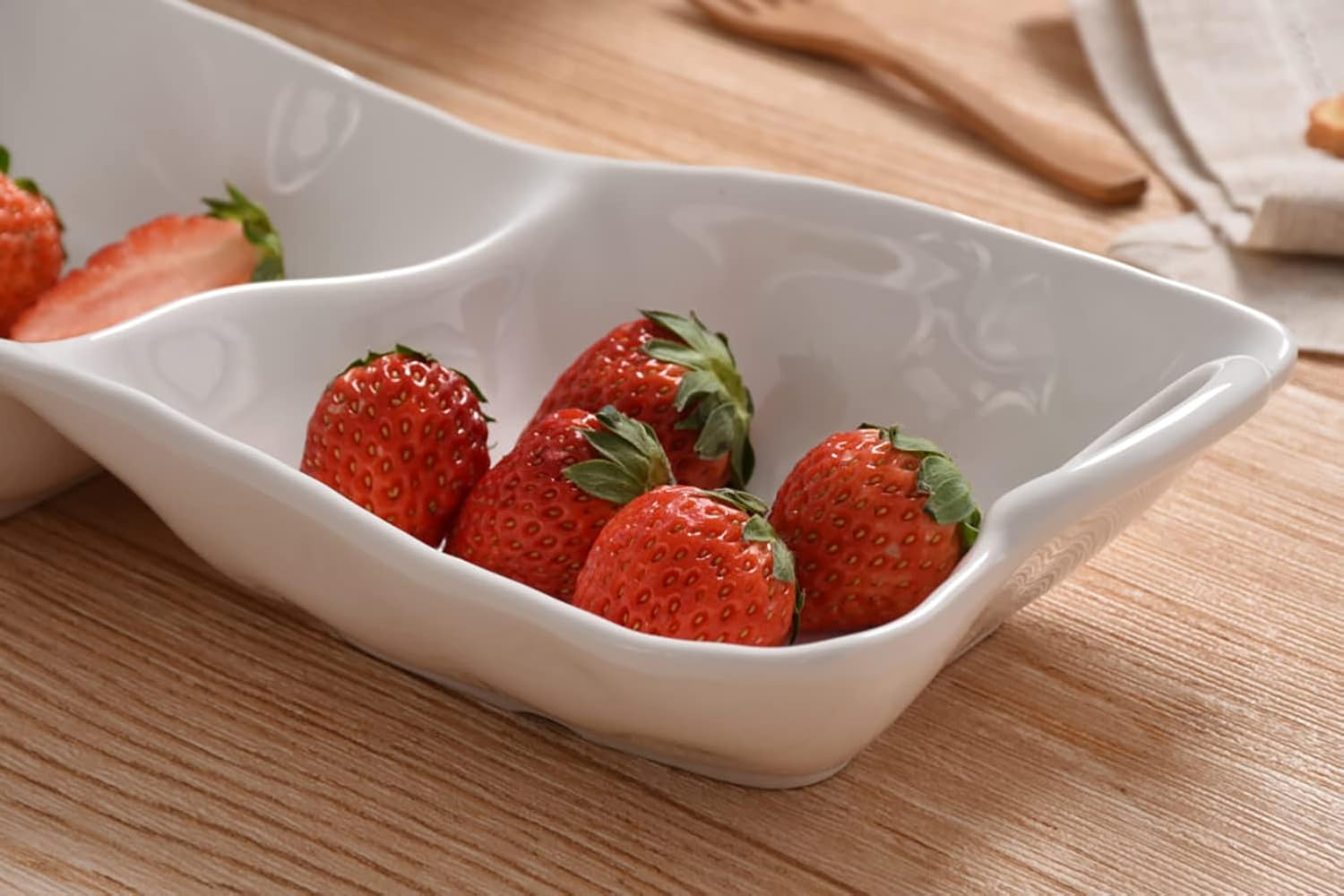 Pampa Bay Shatterproof Melamine 2 Section Server, 12.5 x 5.5 Inch, Food, Freezer, Dishwasher Safe, White - Image 5