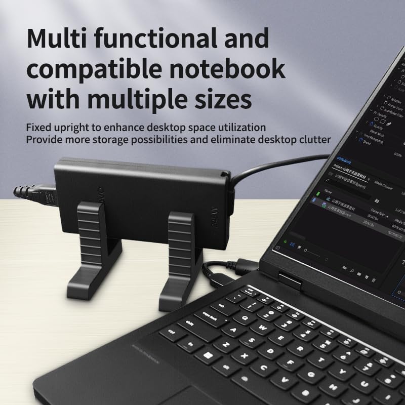 Miniatura 5 de Paquete de 2 soportes para laptop, soporte vertical para laptop con soporte de silicona para organización de cables, antideslizante, duradero,