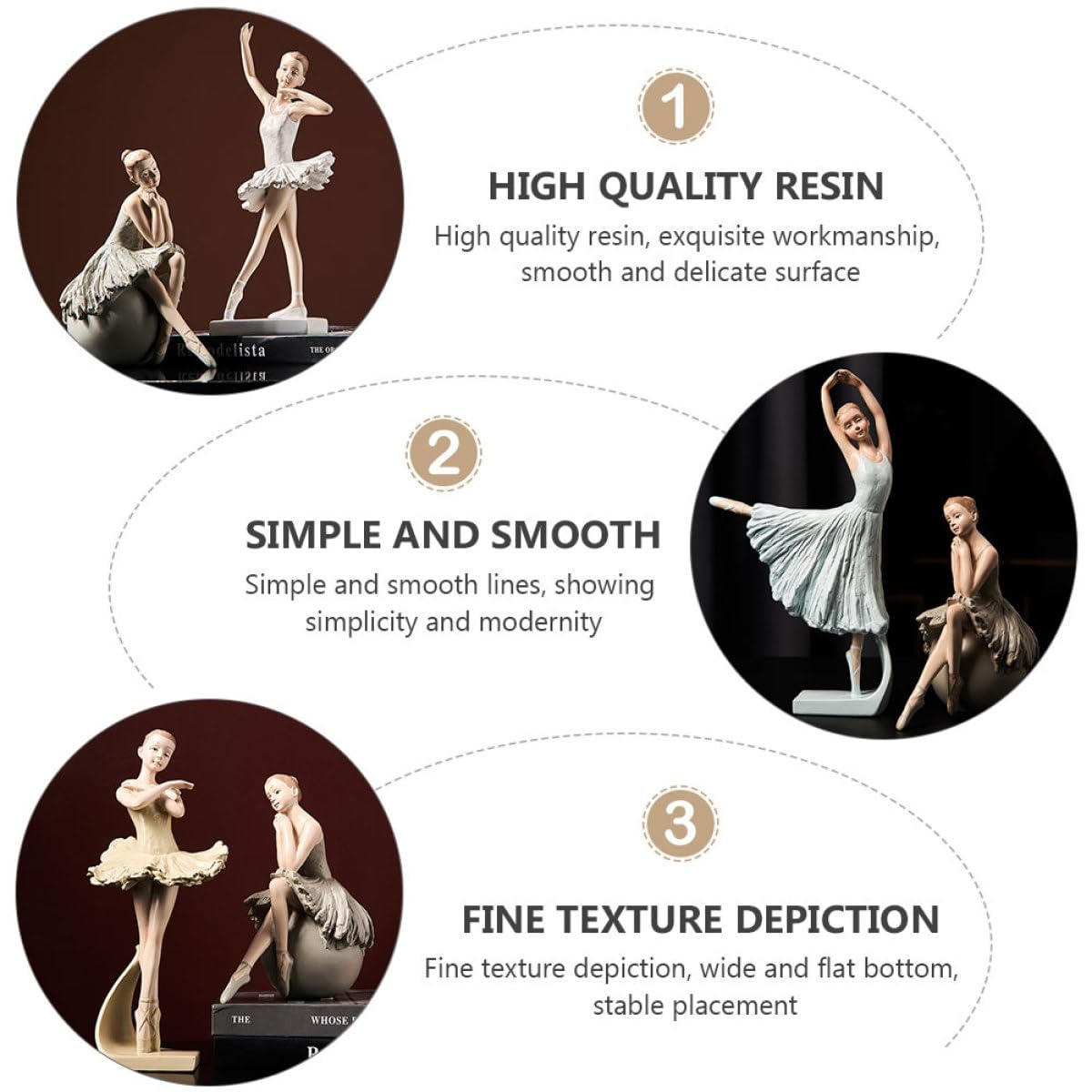 OUNONA Danseuse de Ballet Décorative Figurine Modèle Résine Beige Stable