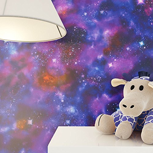 Preisvergleich Produktbild NEWROOM Kindertapete Blau Kosmosphäre Weltall Natur Papiertapete Orange Papier Tapete Jung