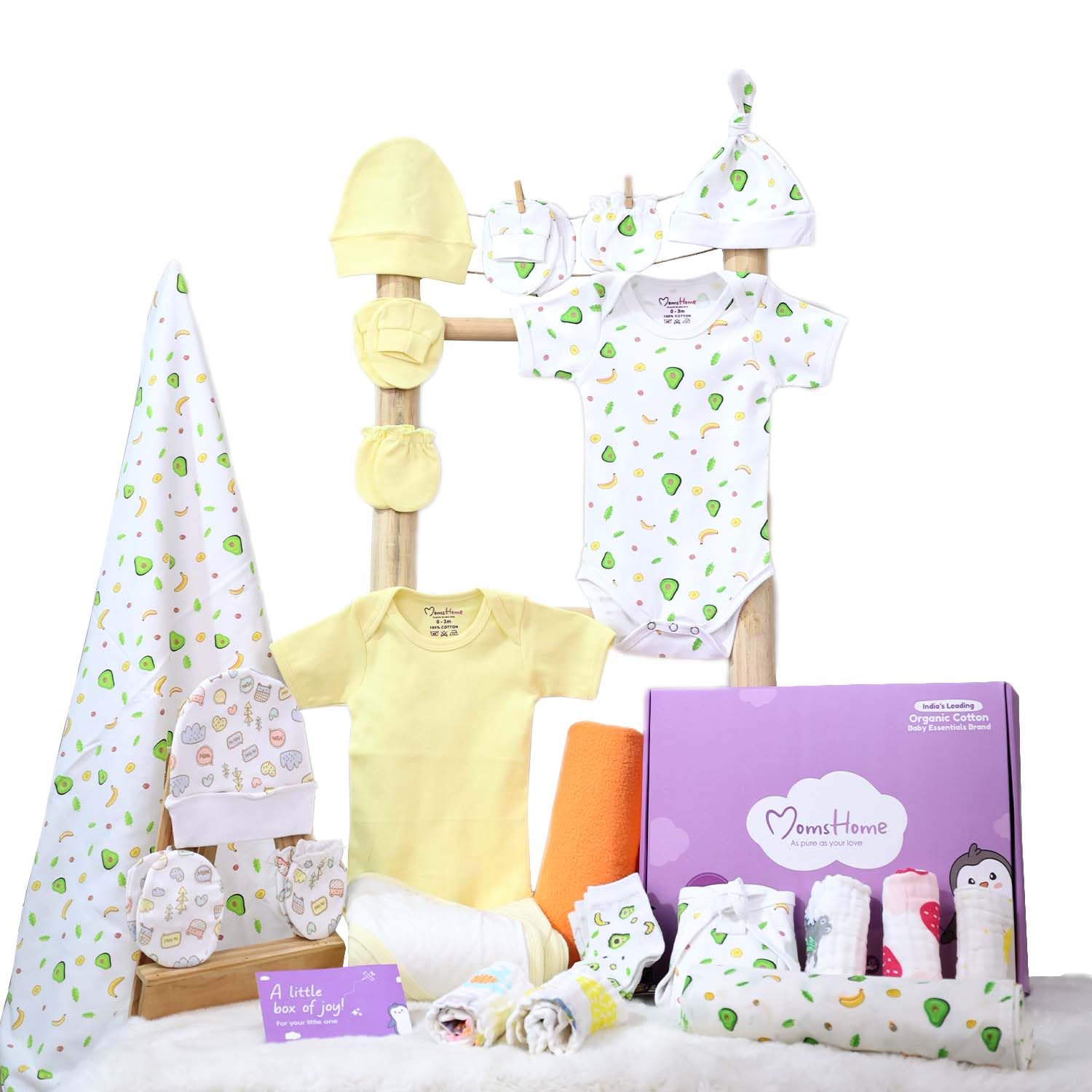 Moms Home Hospital Kit for Newborn Baby | New Born Baby Home Coming Outfit | Organic Cotton Gift Set | 0-6 Months | 25 Items | Avocado (Avocado, 0-3 Months)-image-15