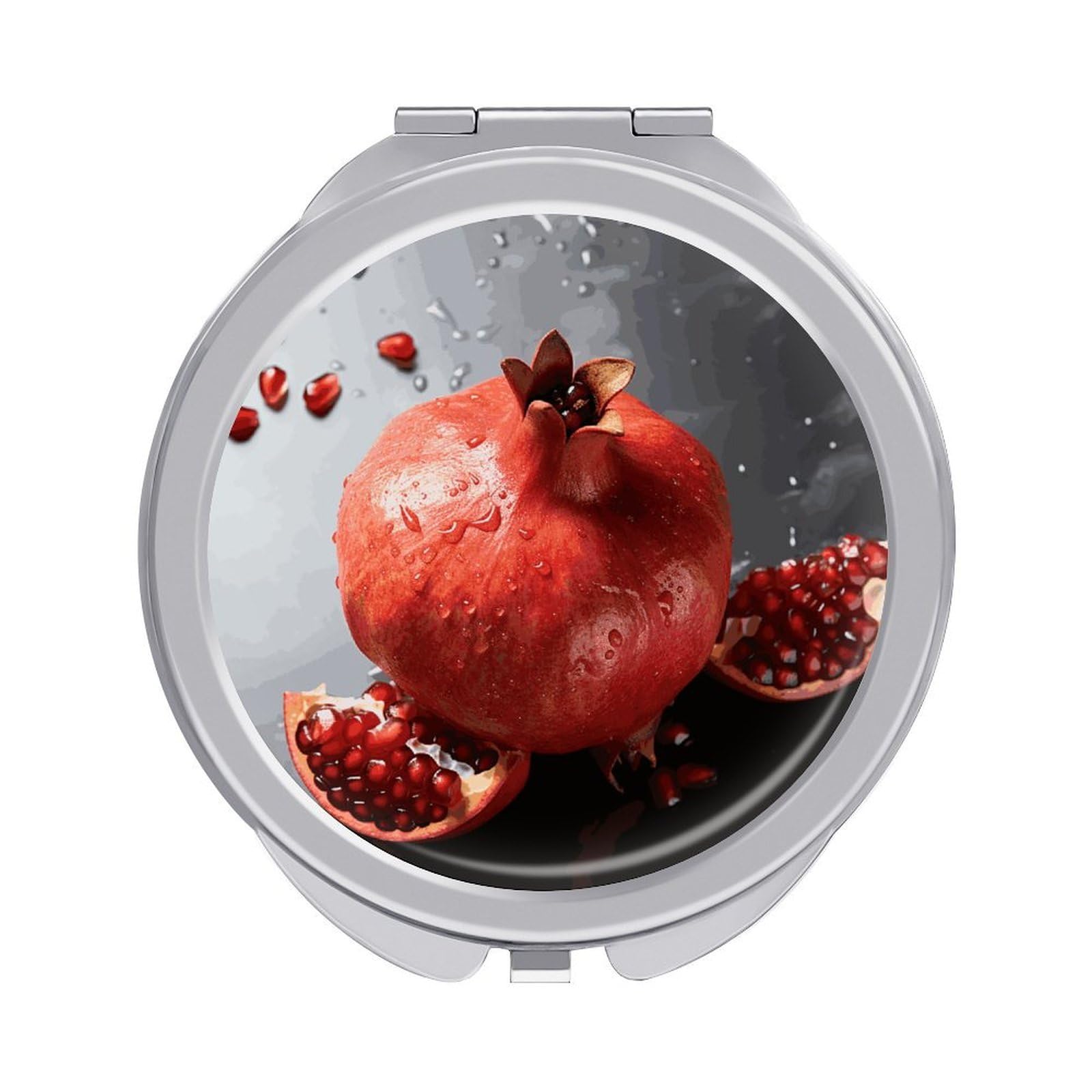 VstaDank Pomegranate Travel Makeup Mirrors Exquisite Double-Sided 2X/1X Magnifying Folding Pocket Mirror Portable Round Handheld Mirror Mini Compact Mirrors for Outdoor Home