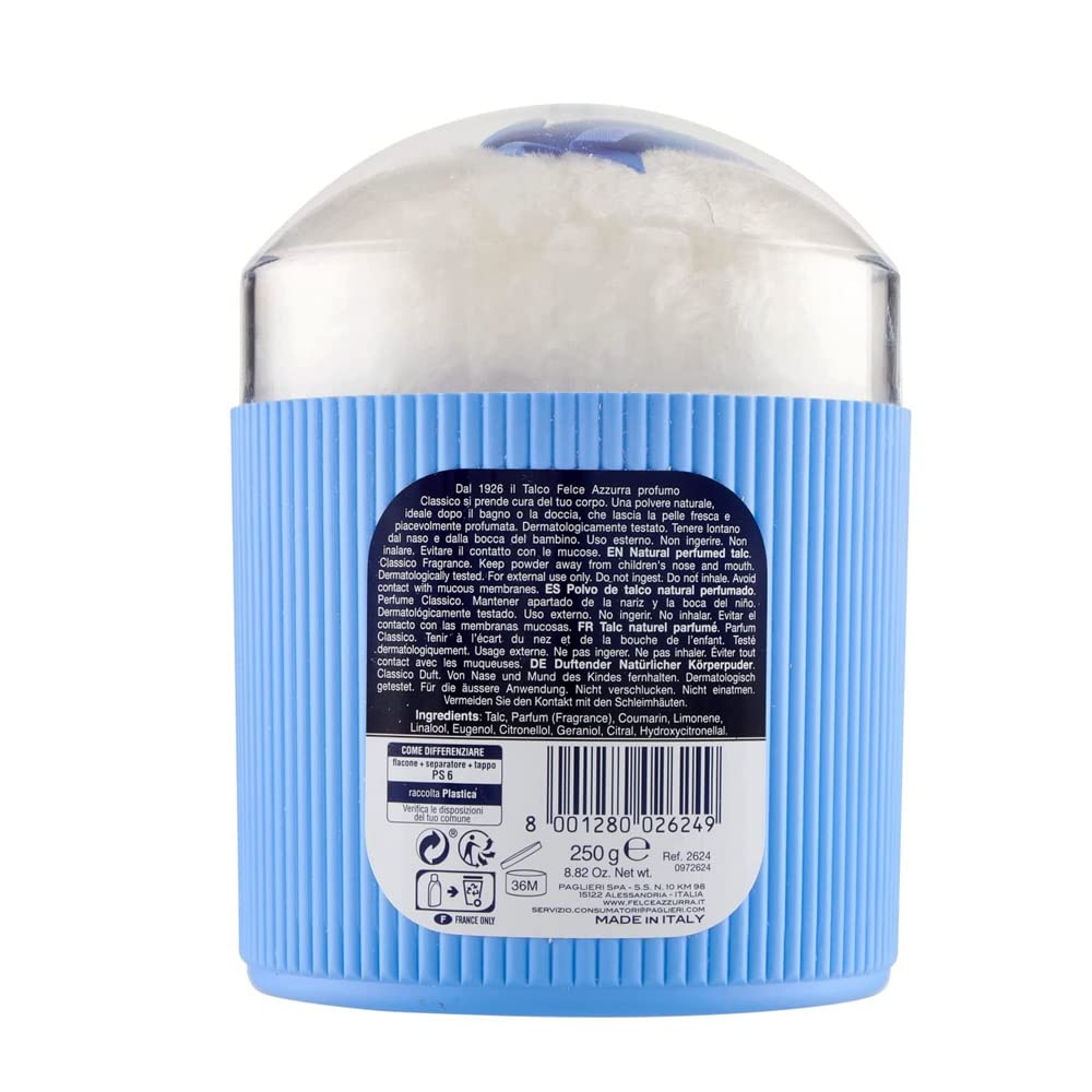 Felce Azzurra Classico - Talco in Polvere Profumato per il Corpo con Spugnetta (250gr)