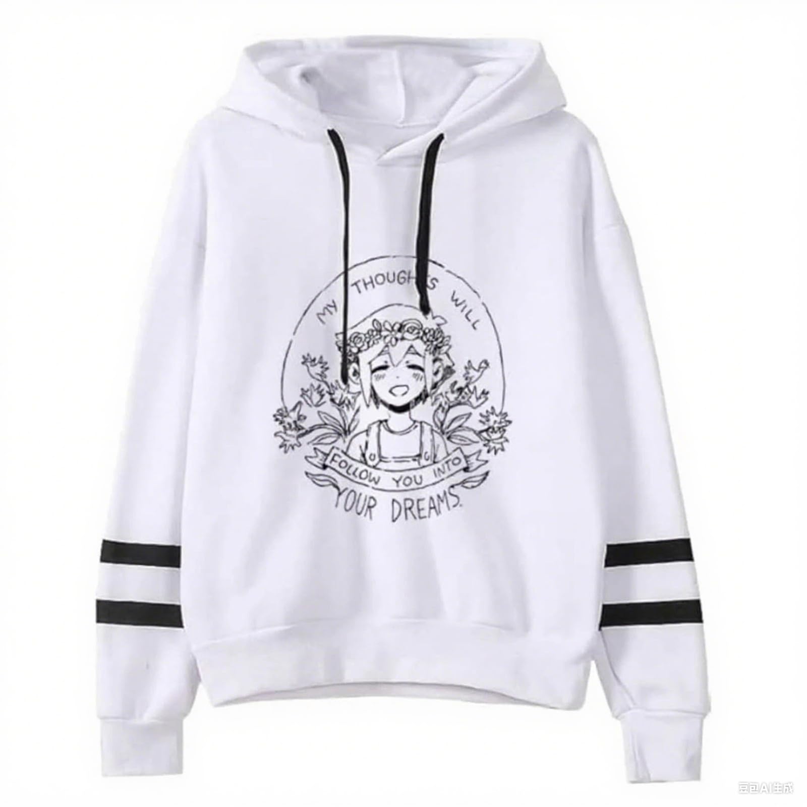 Fosike Unisex White Omori Hoodie Long Sleeve,Omori Merch Hoodie For Men/Women Pullover Jumpers Sweatshirts-||M