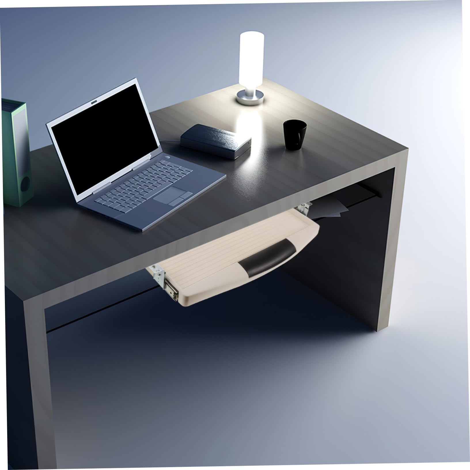 Weiße Tastaturablage – ausziehbare Computertastaturschublade – ABS-Kunststoff-Büroaufbewahrungsständer – platzsparendes Schreibtischzubehör für Zuhause und Büro