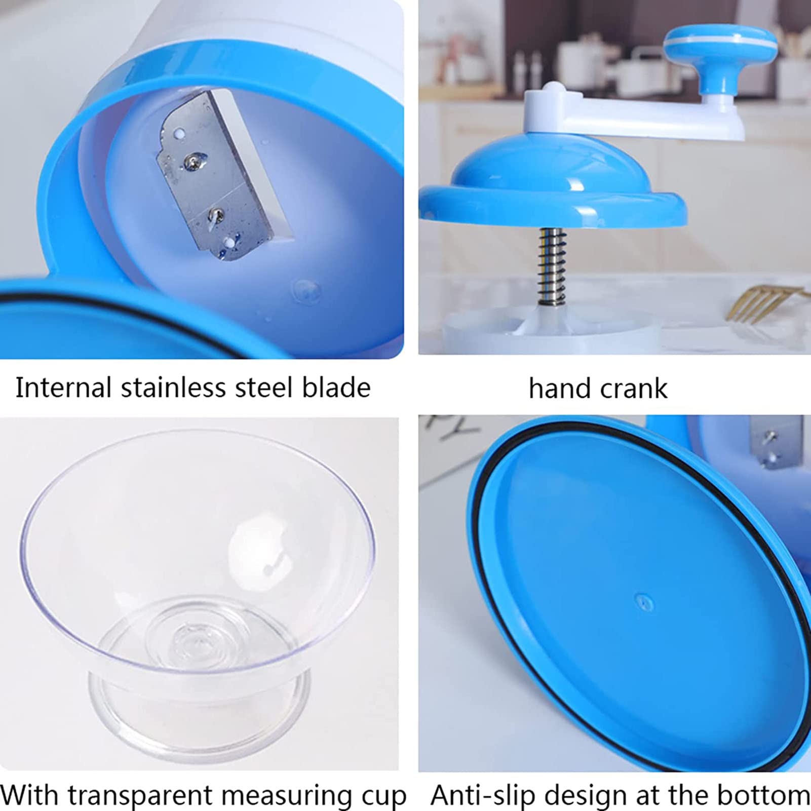 Afeitadora de Hielo con manivela portátil, máquina trituradora de Hielo y Cono de Nieve, máquina trituradora de Hielo Manual, trituradora de Hielo para Bebidas congeladas, cócteles, granizados,