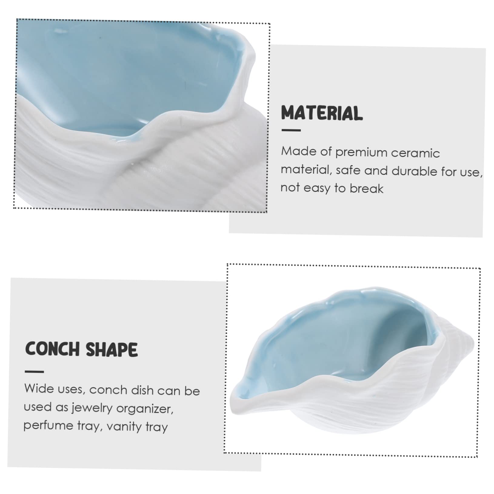 PRETYZOOM 3St Muschelschale aus Keramik Schmuck Tablett Ringschale Ringorganisator Muschelhorn für den einzug schmuck-aufbewahrung Conch-Schmuck-Tablett Keramik-Schmuckschale