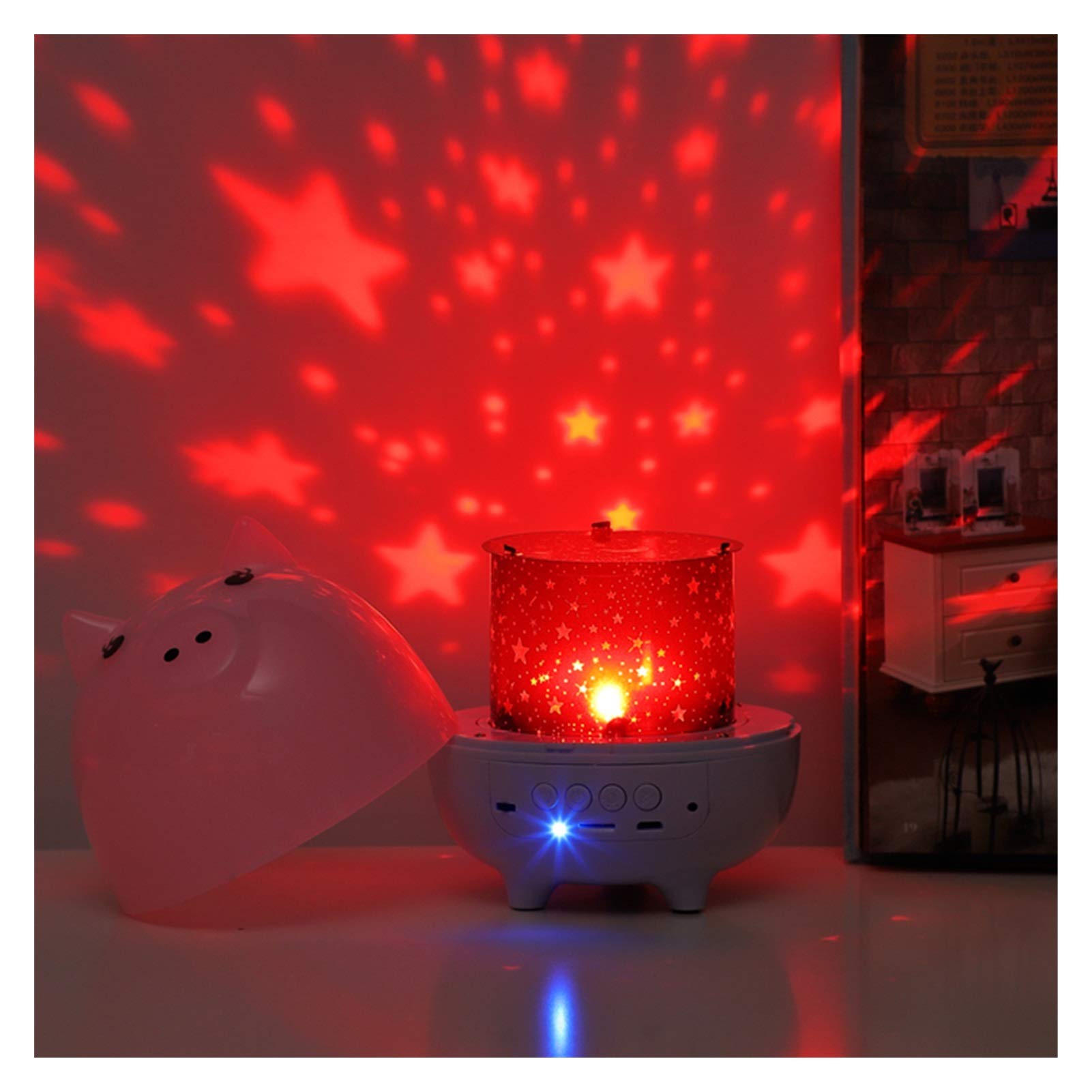 YXCKG Lámpara Proyector Estrellas LED De Luz Nocturna Giratorio para Niños, Luz De Cabecera Niños O Adulto, Mejores Regalos, Amigable Juguete Interactivo (Color : Plug in, Size : Without)