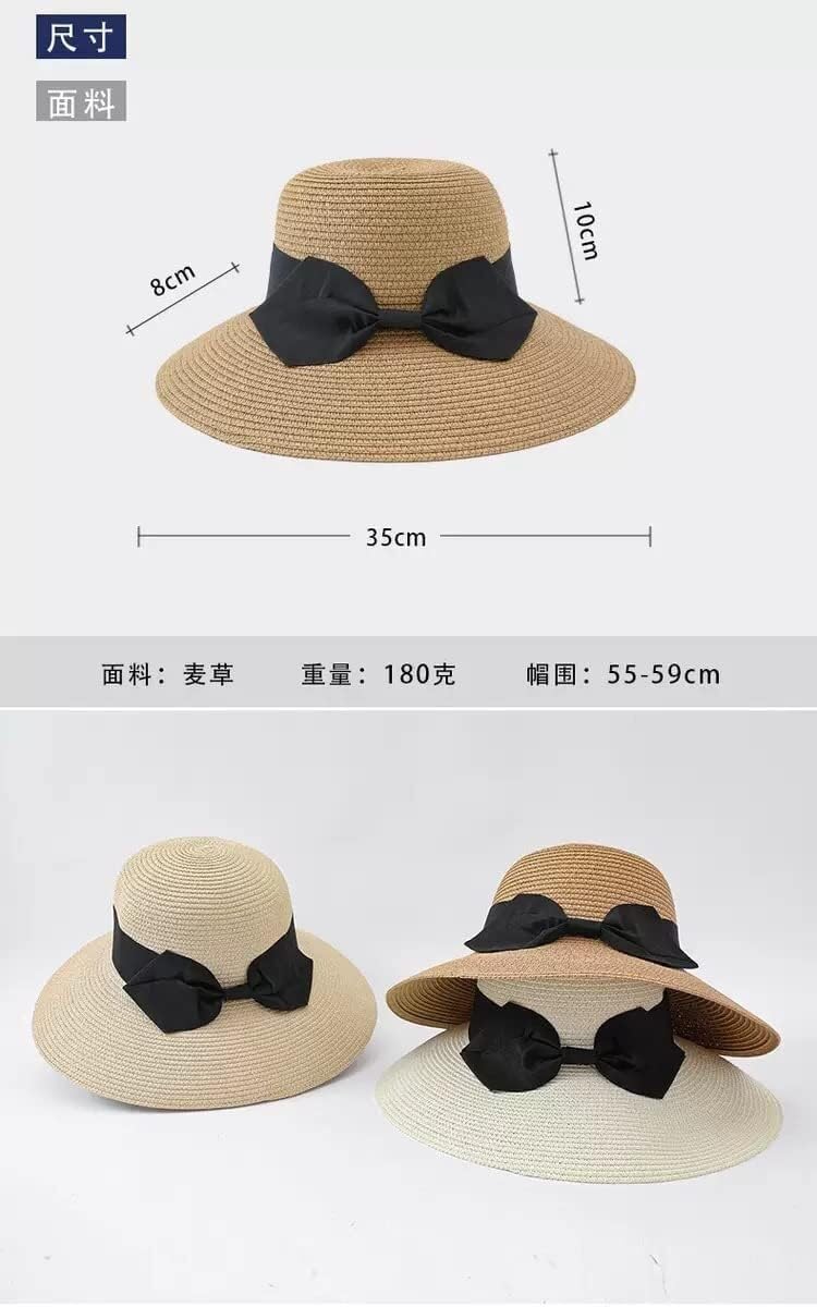 cappello di paglia, cappello di paglia da donna, cappello di paglia da donna cappelli di paglia pieghevoli estivi a tesa larga visiera parasole per donna cappello da spiaggia con fiocco protezione UV