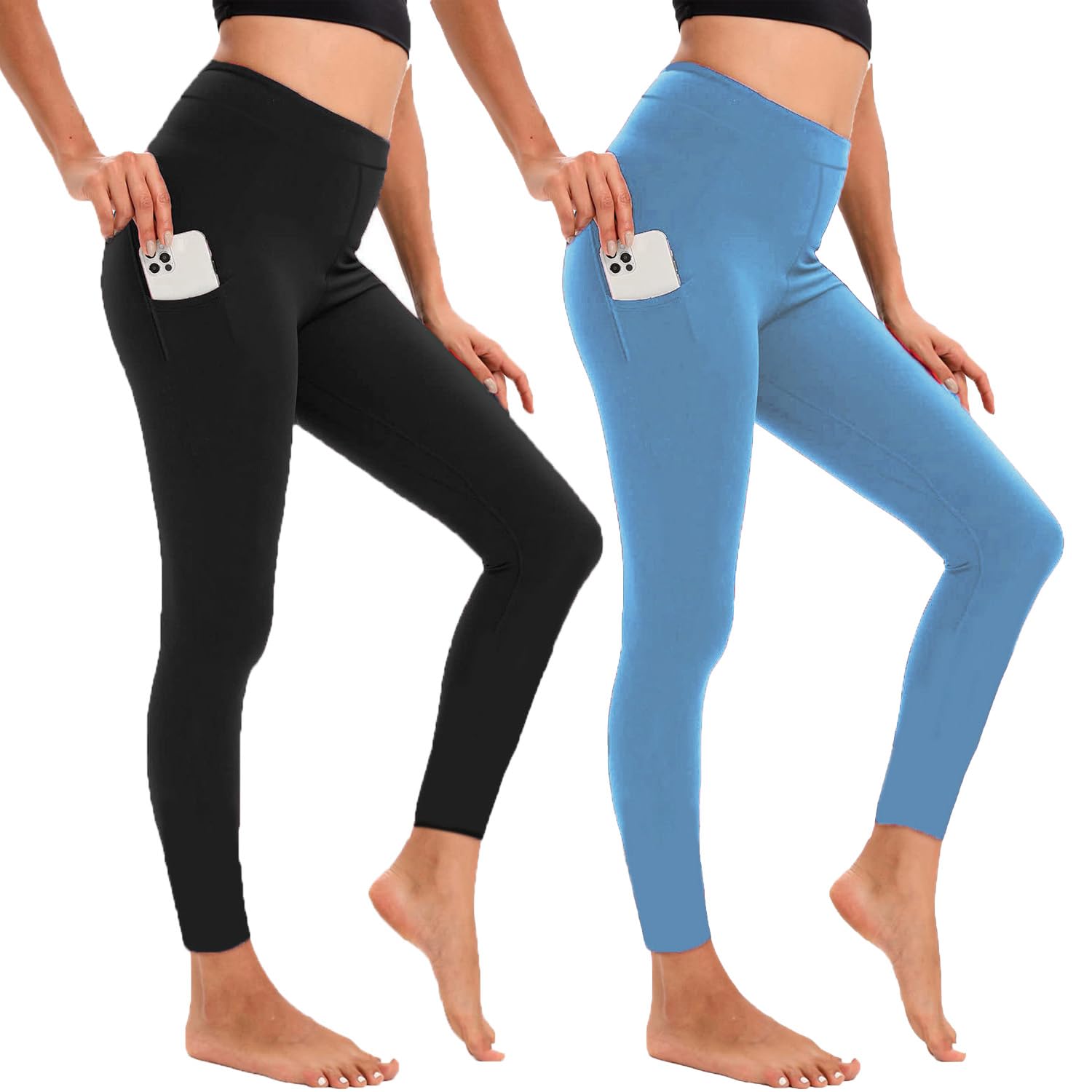 Skinny Fit Stretchable Mid Waist Ankle Length Jeggings with Pocket Combo of 2 Pack (in, Alpha, 2XL, Regular, 2, Black&Blue)-image-42