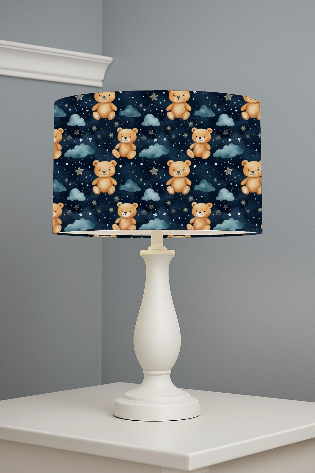 Teddy Bear Dreams Night lightshade – 30 x 21cm Table Drum Shade | E33BB8