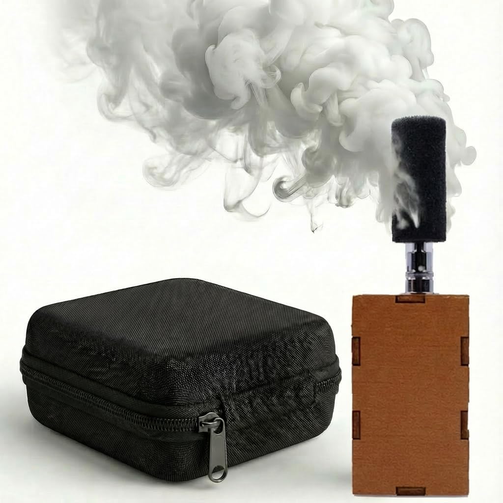 Handheld Smoke Machine Mini - Portable Battery Powered Fog Generator for Parties, Photos &amp; Indoor Events (Vertical Spout)
