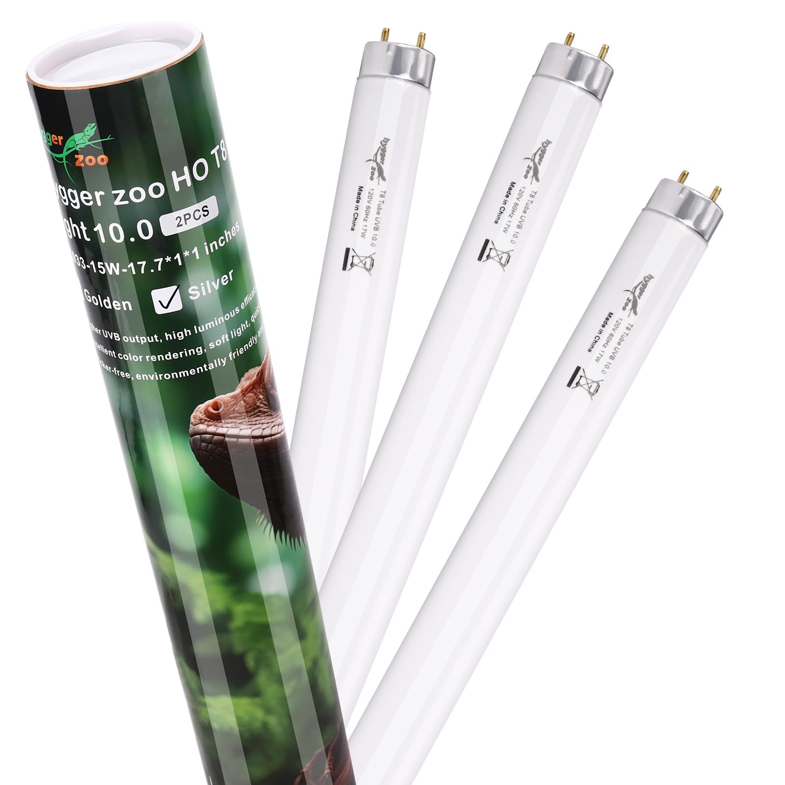 3-Pack UVB Reptile Light 10.0 Bulb 15W T8 Fluorescent Desert Lamp UVA for Bearded Dragon Tortoise Reptile &amp; Amphibian