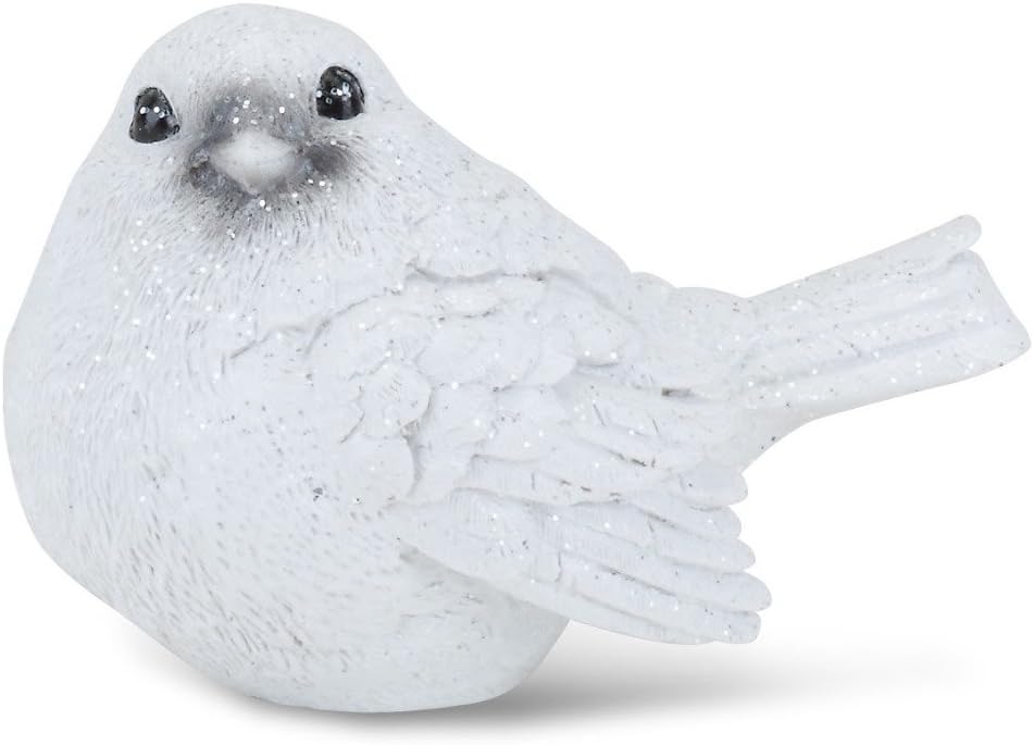 Snow Crusted Bird 4 x 2.5 inch Resin Stone Christmas Table Top Figurine