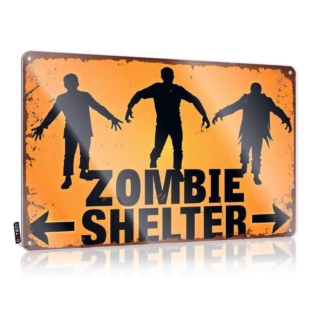 Decorations Room Decorations Aesthetic Vintage Wall Decor | Zombie Shelter Sign: A Warning For The Living Rustic Soft Bath For Bar Home Decoration(30X40CM)
