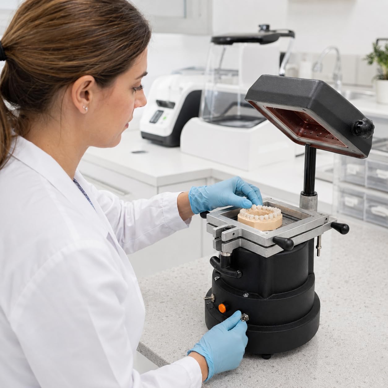 Dental-Vakuumformmaschine, 1200 W Wärmeform-Laborausrüstung mit starker Saugkraft für Kliniken und experimentelle Anwendungen, ideal für zahnärztliche Anwendungen