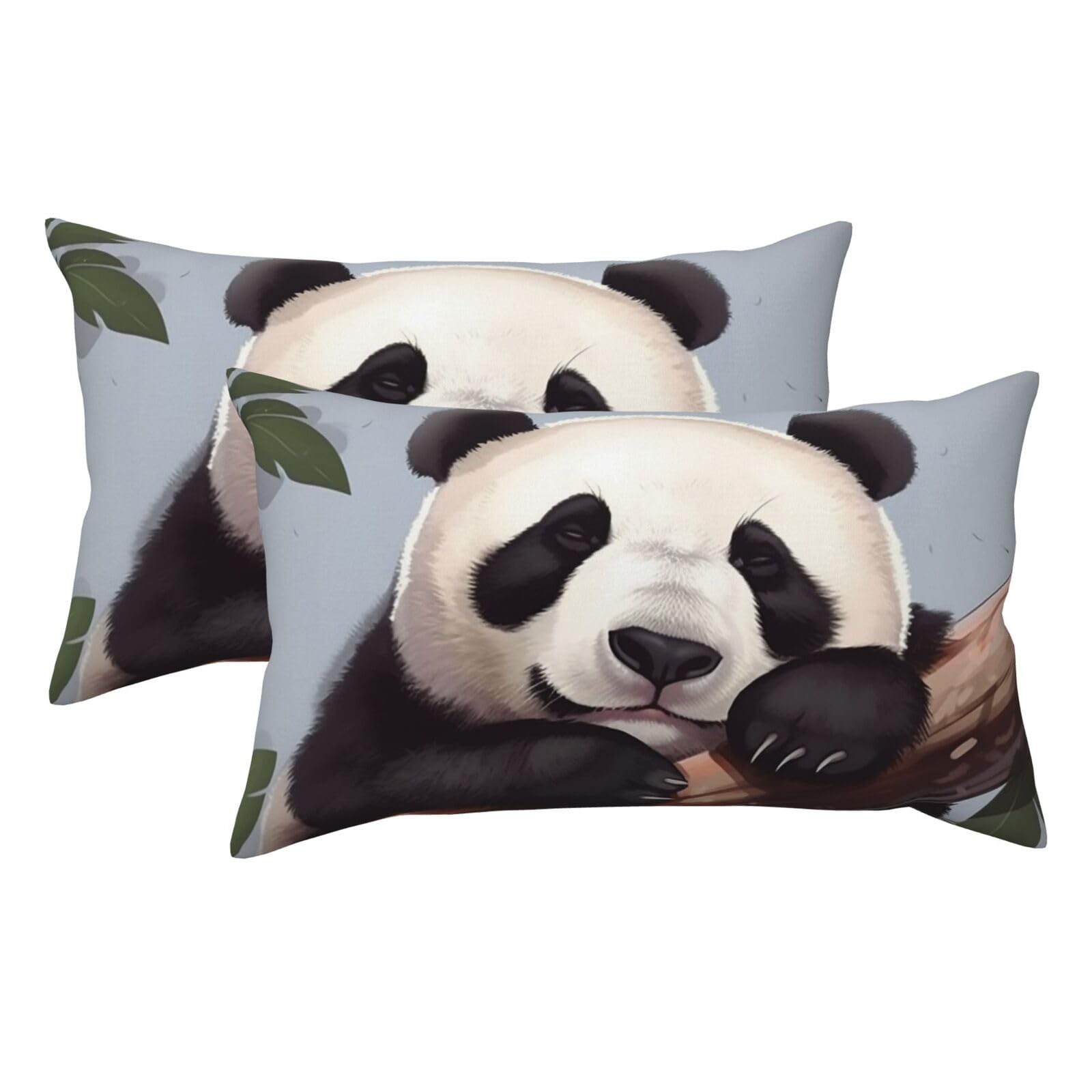 2 Pack King Size Pillow Cases for Hair and Skin Soft Breathable Pillow Case Covers with Hidden Zipper Cute Sleeping Panda Pillowcase 20x36 Inches Pillow Covers for Sleeping Gift