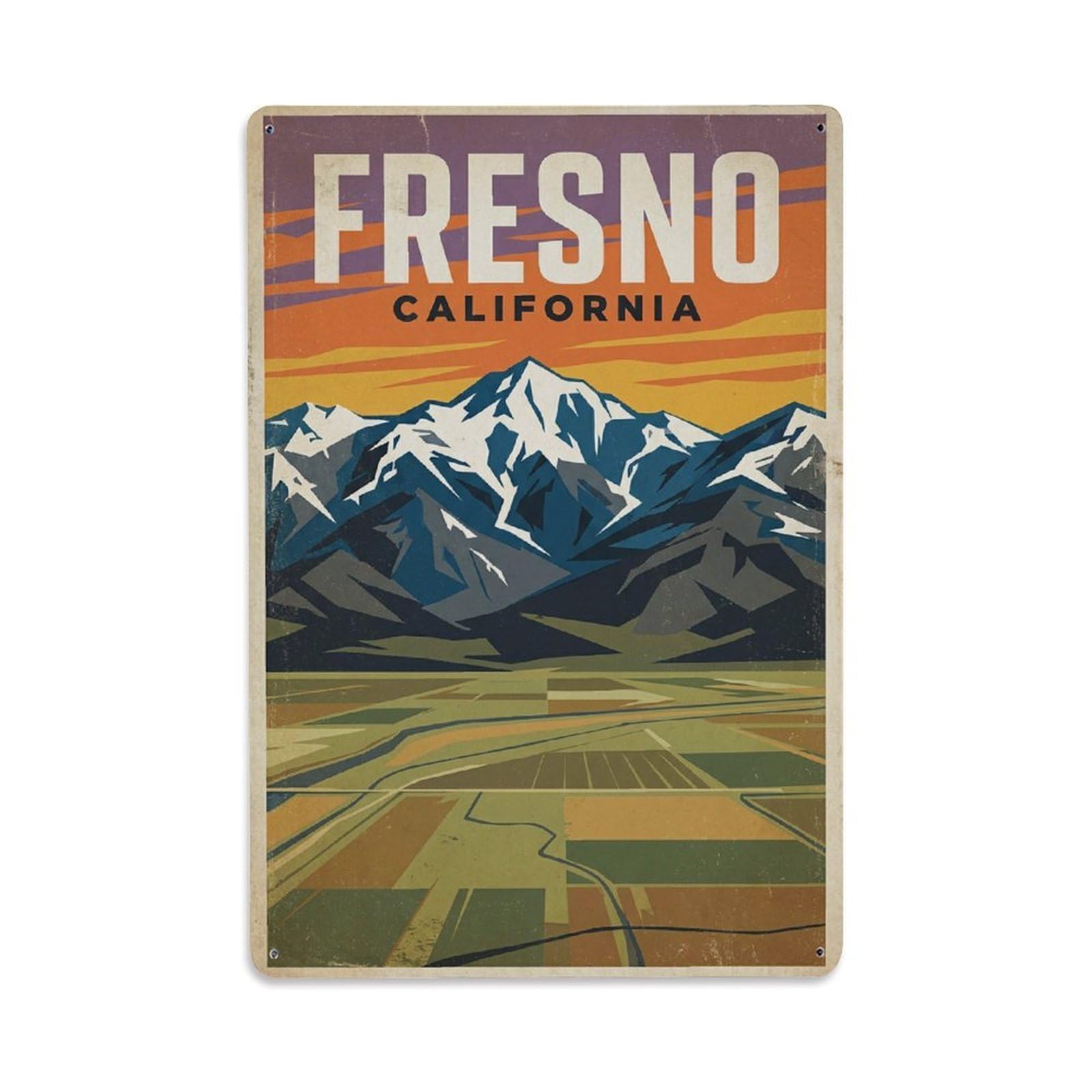 Xanthor Style Retro Travel Usa Fresno Metal Tin Sign