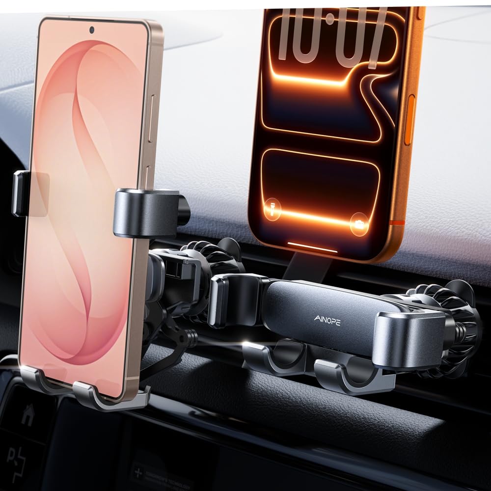 AINOPE Air Vent Phone Mount for Car [Drop-in Grip]Gravity Phone Holder for Car Vent Phone Mount for iPhone 18 Pro Max 17 16 15 Galaxy S26 S25, Universal Interior Accessories Gifts for Men Women, Black — Amazon image 11