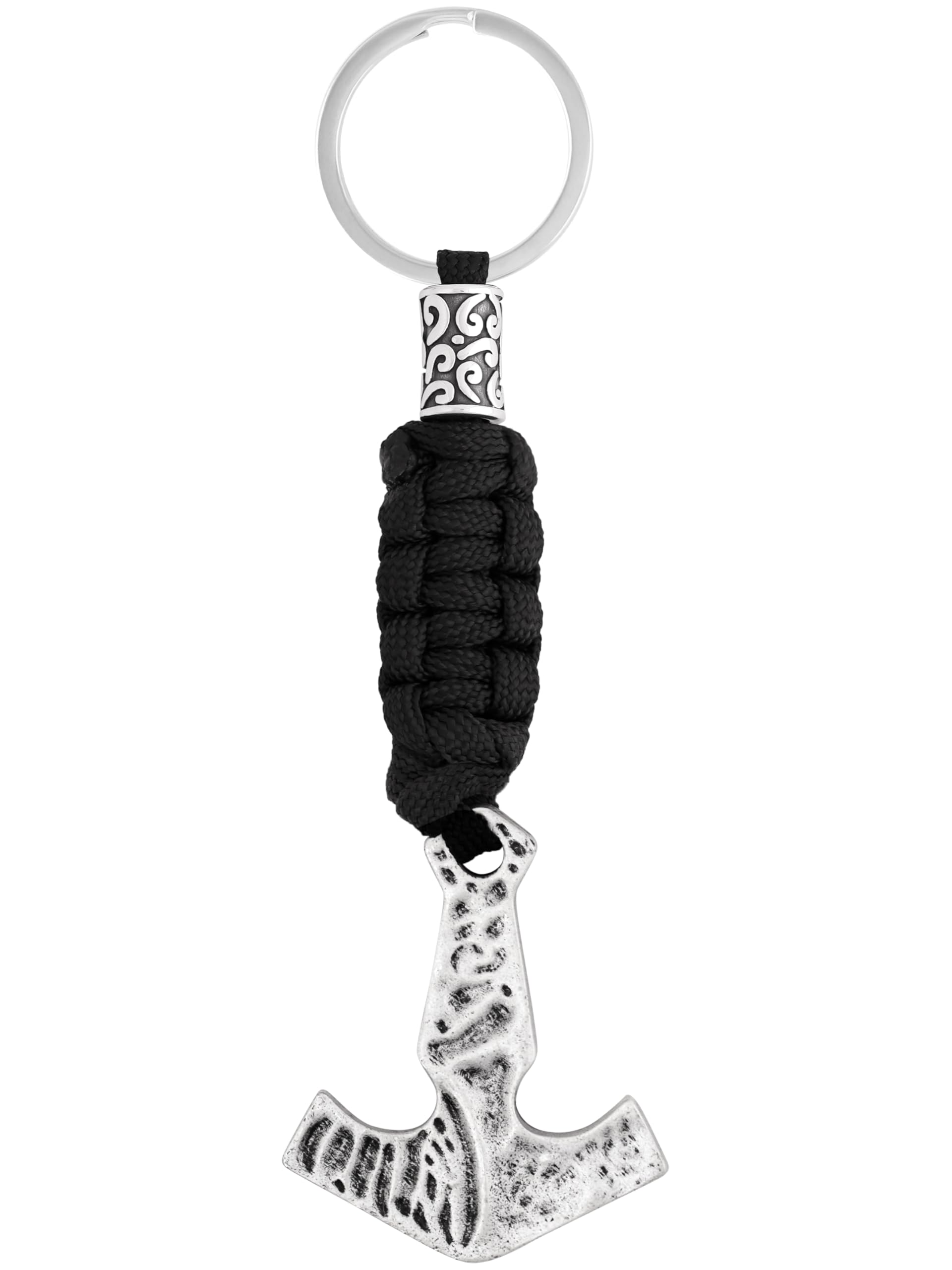 HAQUILViking Iron Mjolnir Hammer Paracord Keychain Norse Symbol Keyring Lucky Accessories for Men Women