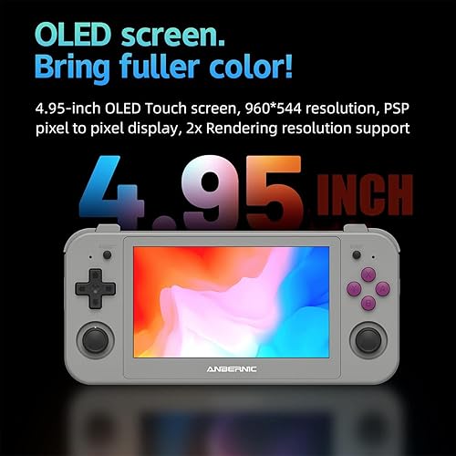 Miniatura 4 de RG505 Consola de juegos de mano retro sin emulador de tarjetas Consola de mano Android 12 Sistema Unisoc Tiger T618, pantalla táctil OLED de 4.95