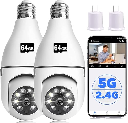 Cámara de seguridad de bombilla, cámara de bombilla inalámbrica 1080P para cámara de mascotas, cámara de enchufe de luz PTZ de 360 con detección de