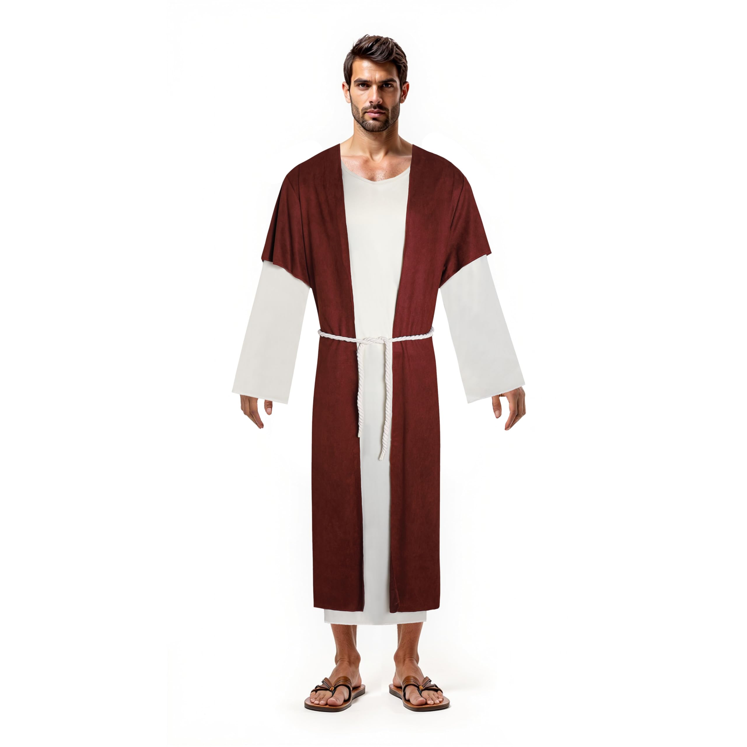 Jesus Costume Adult Men Biblical Robe Set Authentic Nativity Scene Disciple Halloween Christ Costume