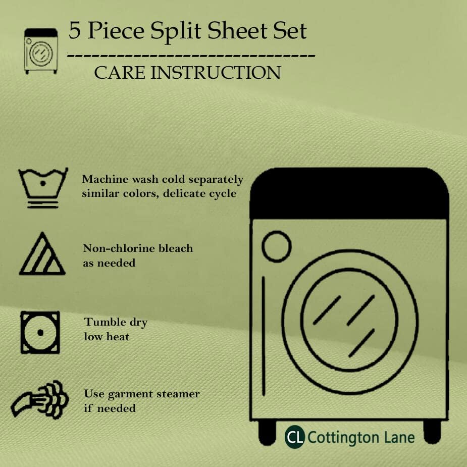 Miniatura 9 de Juego de sábanas divididas de 7 piezas tamaño Queen divididas para sábanas ajustables tamaño Queen dividido - Juego de sábanas divididas tamaño