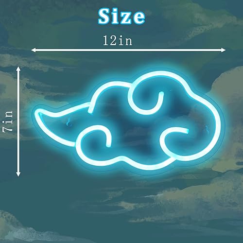 Miniatura 3 de Dleouly Letrero de neón de anime, letreros LED de neón de nube azul para decoración de pared, letreros de neón regulables para juegos, luz de neón