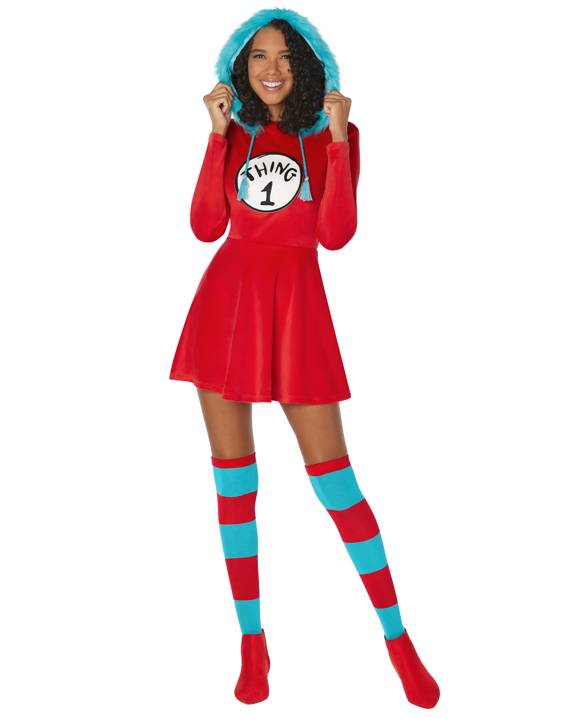 Spirit Halloween Dr. Seuss Adult Thing 1 and Thing 2 Dress Costume | Officially Licensed | Group Costumes