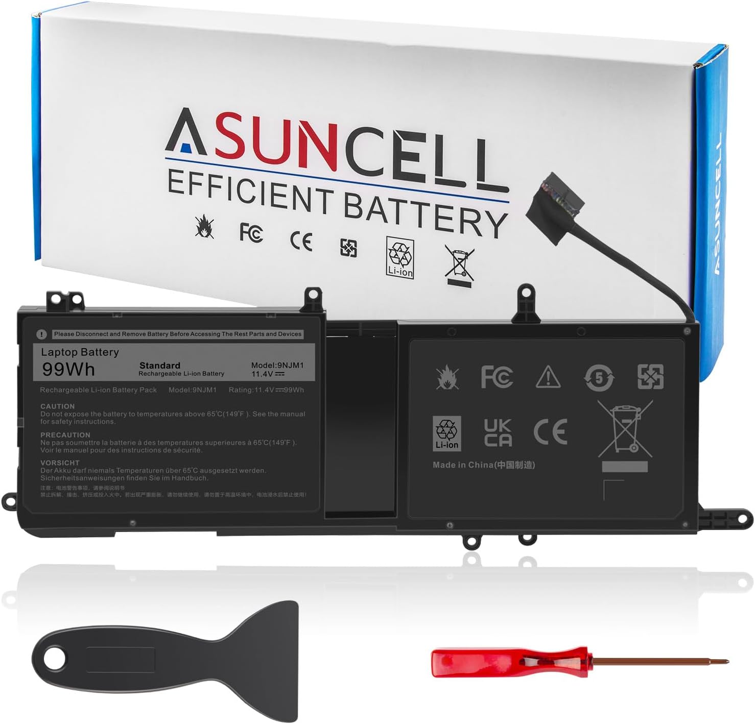 ASUNCELL 99Wh 9NJM1 Laptop Battery for Dell Alienware 15 R3 R4 17 R4 R5 Series Dell P31E P69F Series ALW17C Series Notebook 0546FF 0HF250 44T2R HF250 MG2YH 0MG2YH, 11.4V 3-Cell