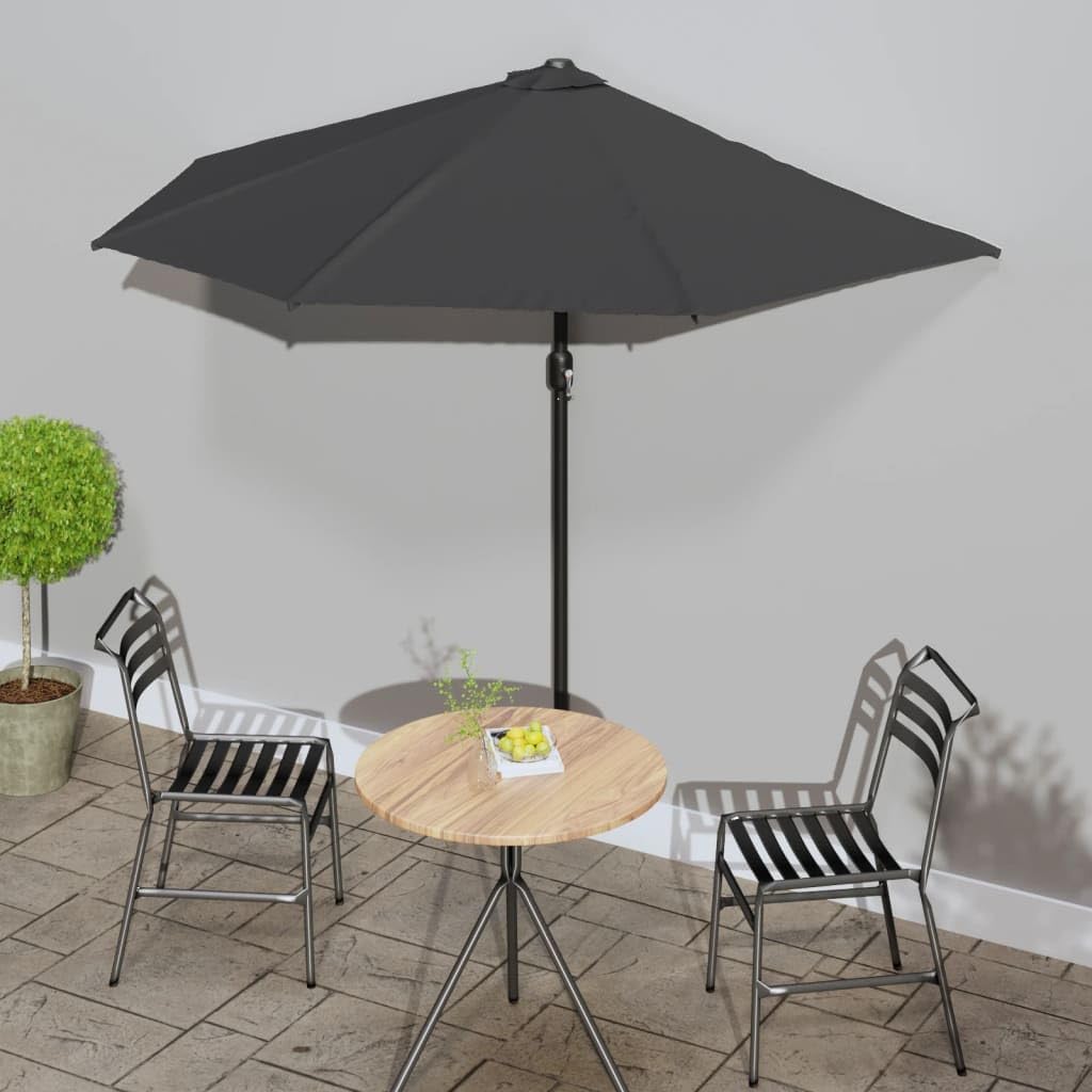 Ombrellone semicircolare da balcone con manovella, ombrellone per terrazza in alluminio e acciaio, 300 x 155 x 223 cm, protezione solare per giardino e tavolo, rosso bordeaux