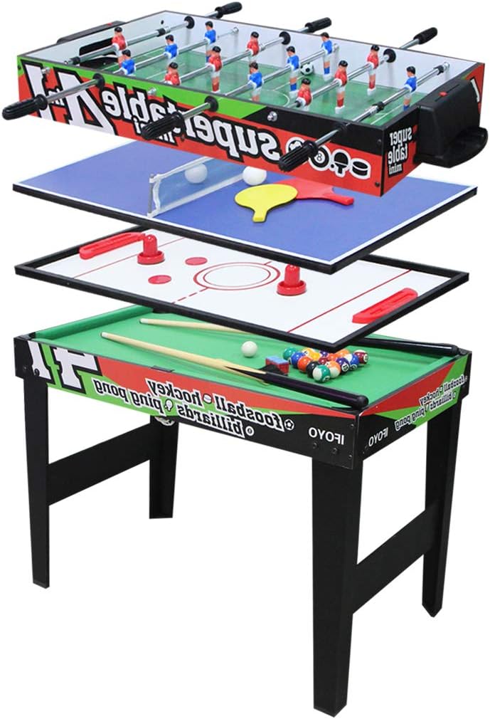 3ft 4-in-1 Multi Game Table, Combo Game Table W/Pool Billiards, Air Hockey, Foosball, Ping Pong for Arcade, Bars, Party, Family Night, Playroom, Green