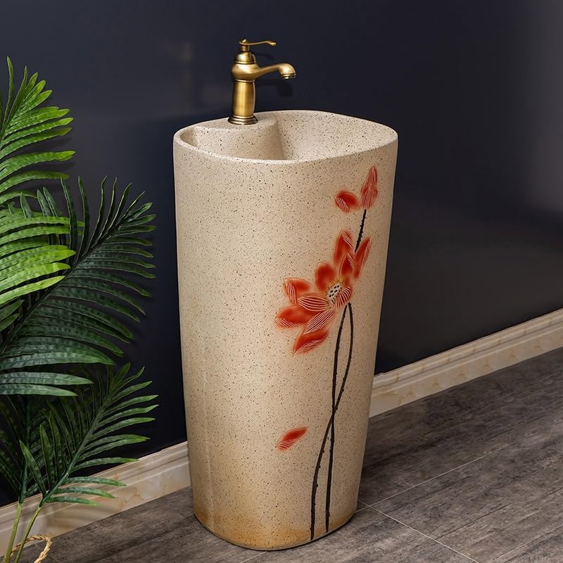 Pedestal Sinks Sink Wash Basin Ceramic Home Balcony Hotel Garden Bathroom (A)