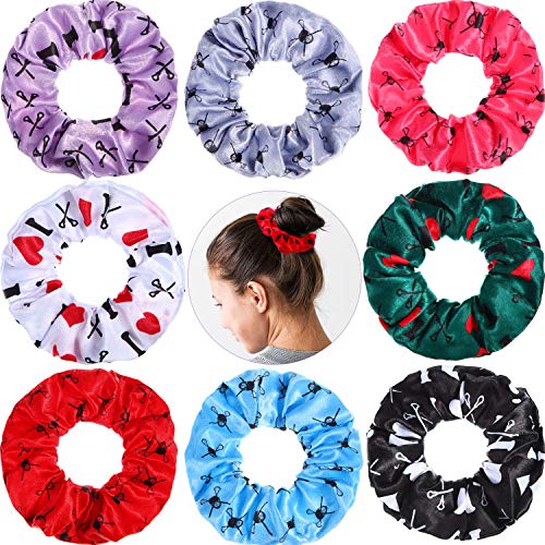 8 Pieces Lacrosse Scrunchie Hair Ties Lacrosse Hair Accessories Velvet Lacrosse Ponytail Holders No Crease Hair Elastics for Women Girls Lacrosse Players