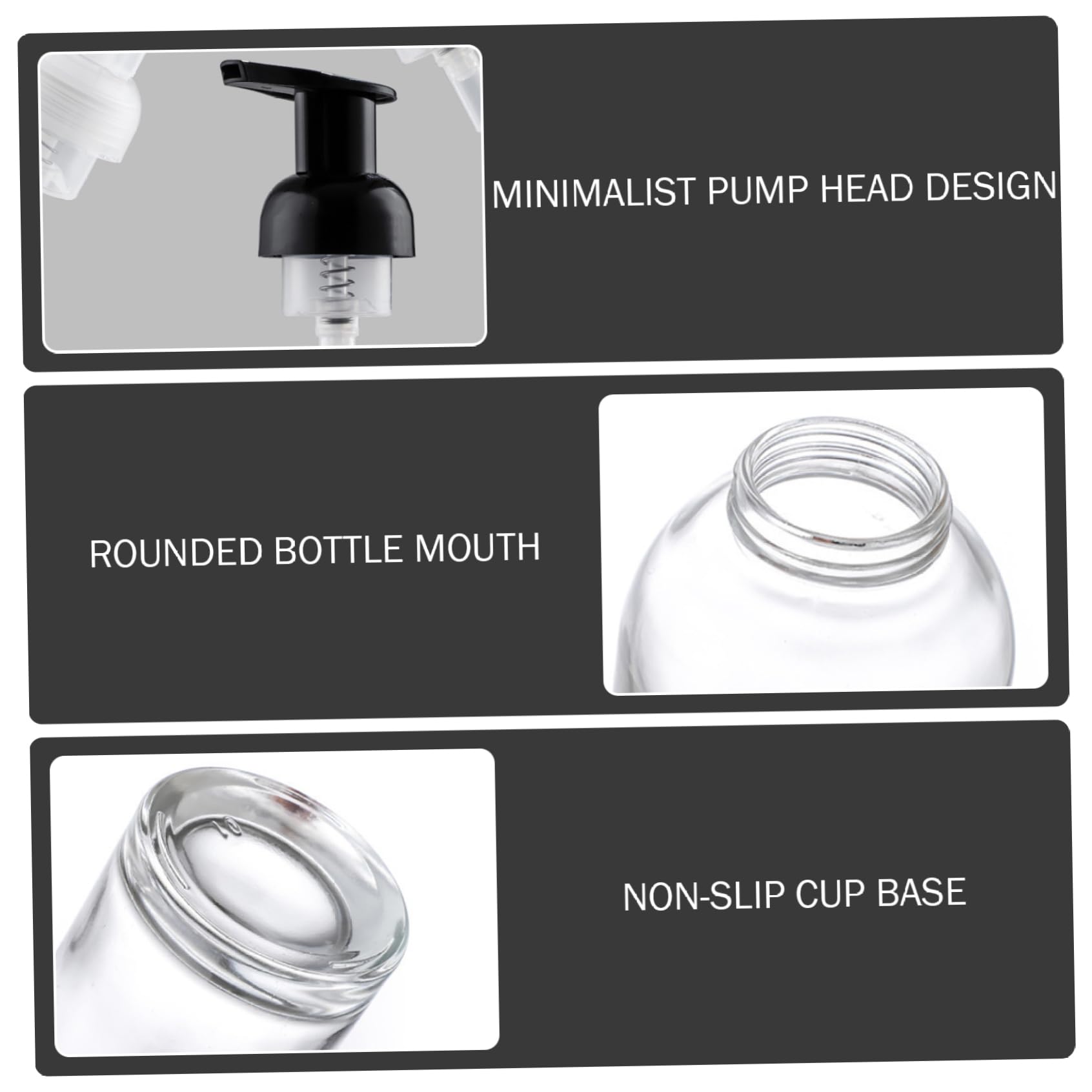 Dispenser di Sapone in Vetro da 2 Pezzi con Pompa Dispenser di Sapone schiumogeno Satinato da 250 ml/8 Once Ricaricabile per Bagno e Cucina