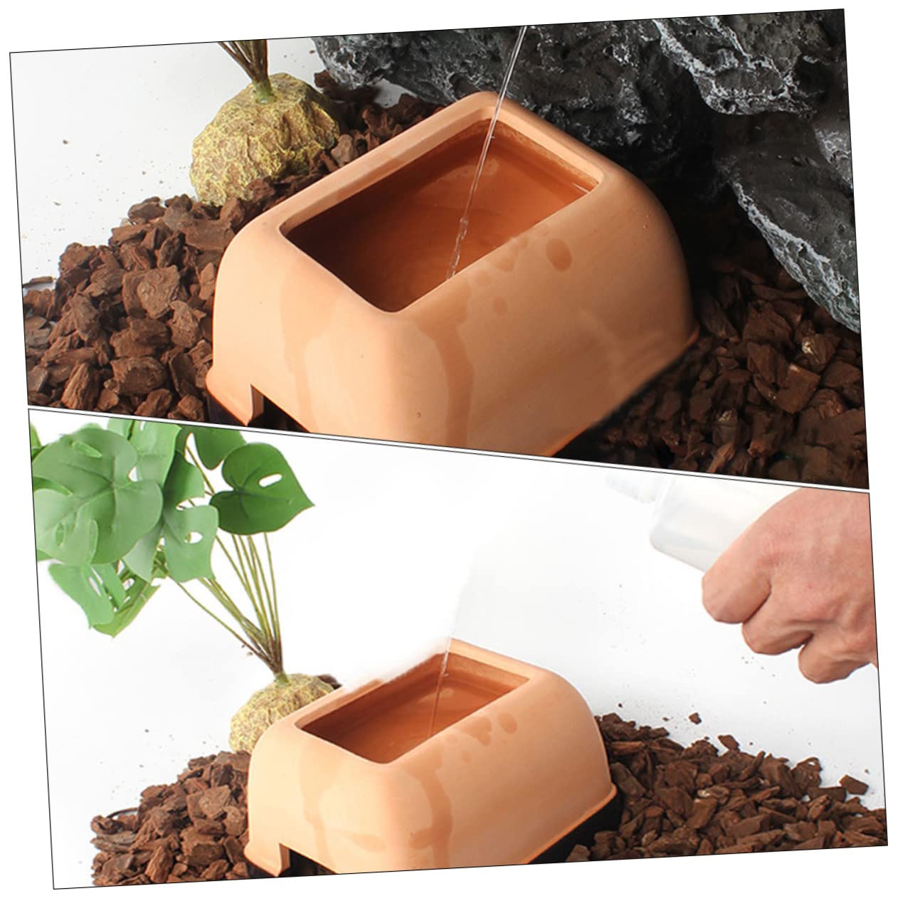 COLLBATH Caverna Ceramica Per Rettili Nascondiglio Simulato Per Tartarughe e Lucertole Design Unico Per Terrari e Decorazioni Per Ufficio Struttura Stabile e Pratica Media Rx