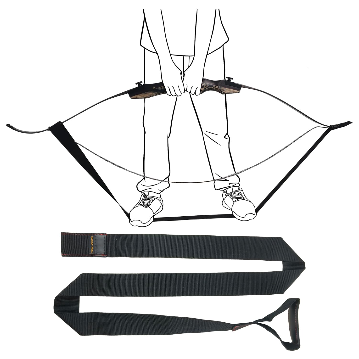 longbowmaker Premium Polyester Bow Stringer Tool, Effortless, Safe, and Quick Stringing for Traditional Recurve Bow